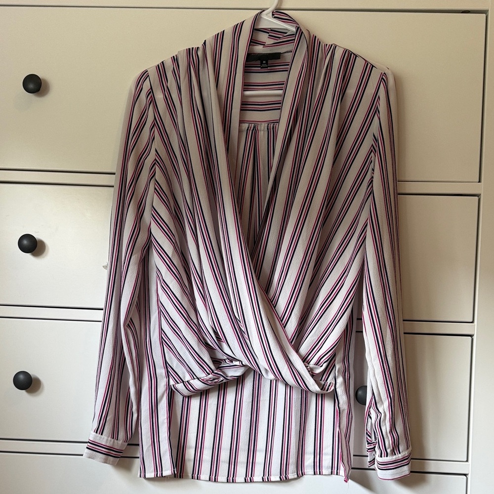 Romeo & Juliet Couture Striped Blouse - White and Pink